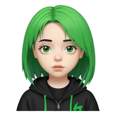 billie eilish green black hair sticker
