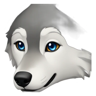 dark female gray wolf blue eyes  sticker