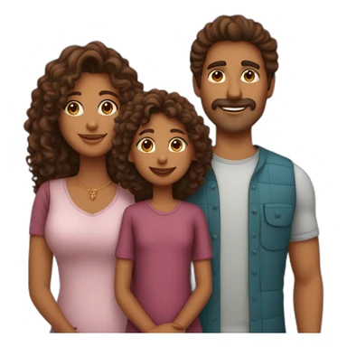 indian family mom and daughter curly hair and dad and son straight hair sticker