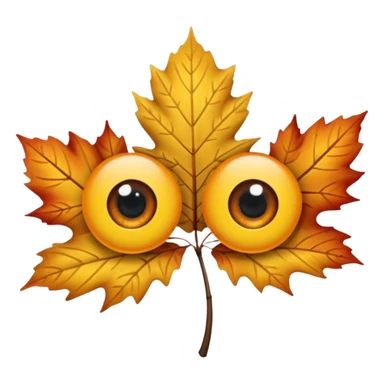 feuille d'érable couleur vermeille, deux yeux ronds noirs brillants sticker