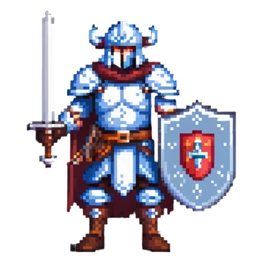 retro fantasy warrior with sword and shield sticker