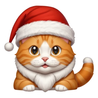 Make me a orange tabby cat with a white chin and a bit of white on the end of his tail and  a Santa hat that looks like 🐱 emoji sticker