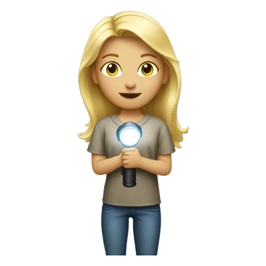blond girl with a flashlight sticker