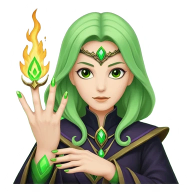 world of warcraft warlock hand with green fire checking nails like a pedicure was just done  sticker