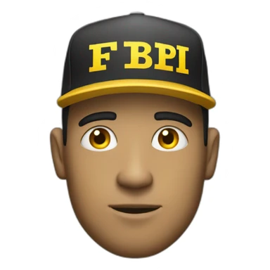 man with yellow "FBI" letters on his cap sticker