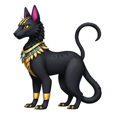 Black Dark Furry Fluffy Modern Futuristic Cyber-Salandit-Bastet-Anubis-fusion full body sticker