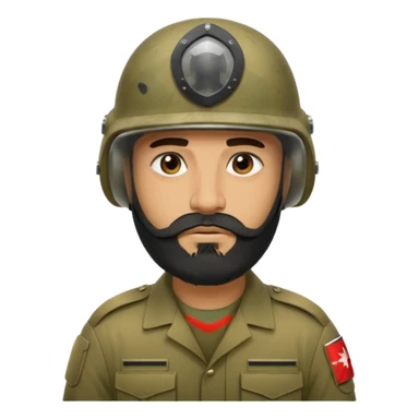 VERY TIRED, swarthy, Iraqi soldier in a casque, casque without insignia, with a beard sticker
