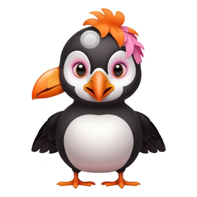 pink puffin angry blow steam nose beak sticker