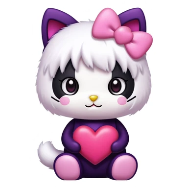 hello kitty kuromi holding a heart sticker