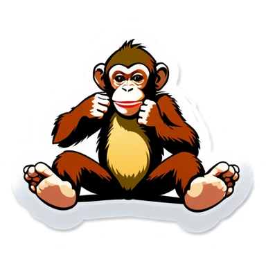 Monkey eating toes sticker