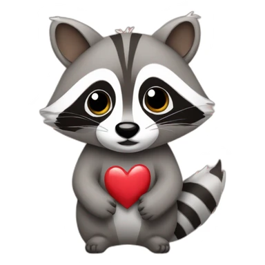 raccoon with hearts sticker