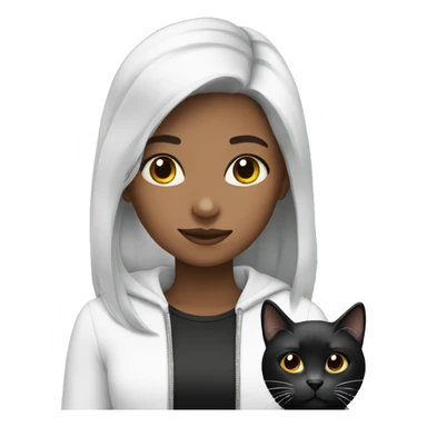 girl with black and white cat  sticker