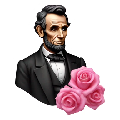 Pink ombre statue of Abraham Lincoln with glitter and roses  sticker