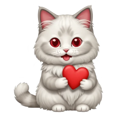 Full body ragdoll Cat holding a heart and mouth open sticker