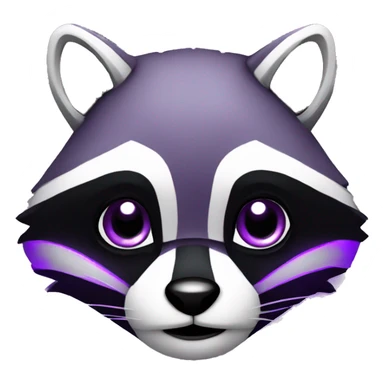 create a futuristic raccoon with purple and black colors sticker