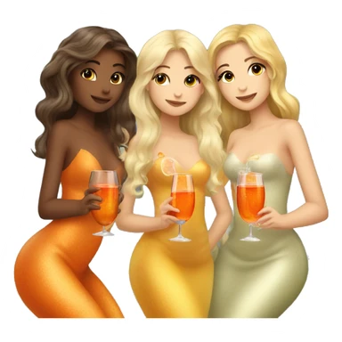 Three beautiful mermaids (two brown hair and blond one) drinking aperol sticker
