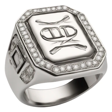 high detailled HD 4K Silver signet ring diamond jewellery bling bling sticker