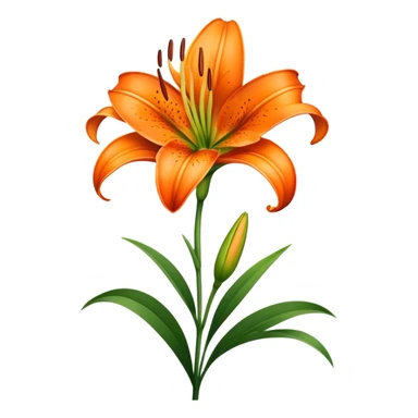 single Vibrant Orange Lily, straight stem sticker
