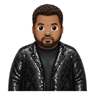 Fatman Scoop with dark brown hair, black sequin outfit sticker
