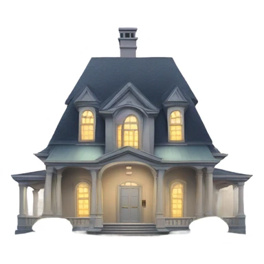 A very large house with a large door wide open, inside is a letter sticker