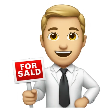 Realtor holding SOLD sign sticker