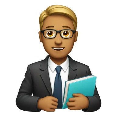 manager holding a notebook sticker