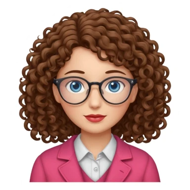 teacher blue eyes glasses curly brown hair long kind valentine sticker