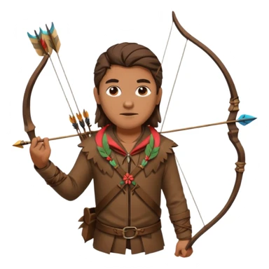 The classic hunter image with a bow and arrow on his back, dressed in brown with some animal made decorations sticker