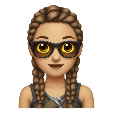 Girl warrior with French braids, brown hair and sunglasses sticker
