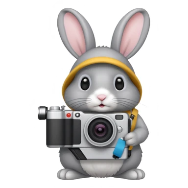 gray rabbit white camera sticker