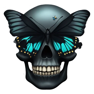 black skull with butterfly sticker