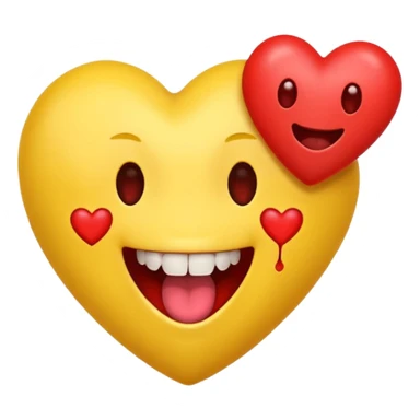 yellow emoji face holding a heart and hes so happy with so happy with teeth and tongue and toes growing out of the top of its head. his eyes have been plucked out and are now eyeless sockets sticker