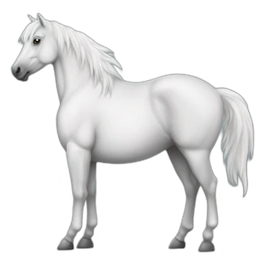 White stallion mustang wearing a grey key around the neck only necklace no mouth strap showing neck no lock sticker