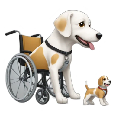 Chien blanc et personne en fauteuil roulant sticker
