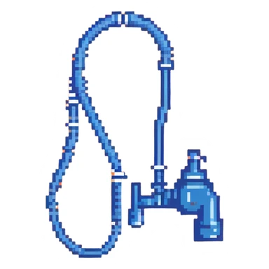 Pixelated blue VO2 max mouthpiece with breathing valve and connected tube sticker