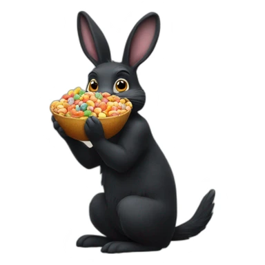 Black rabbit eat color frootloops sticker