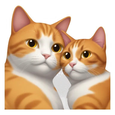 Fat Orange cat and skinny calico cat cuddling together sticker