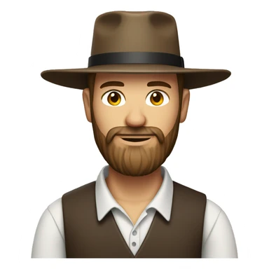 Amish man white with brown straw hat building a building with beard sticker