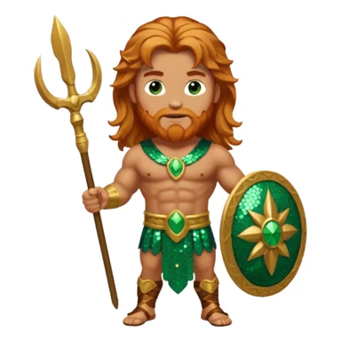 Hercules, God of Heroes from Gods and Goddesses with long reddish blonde hair, bronze and green sequin outfit sticker