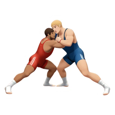 An icon representing freestyle wrestling, with two athletes engaged in a dynamic struggle on the mat. One wrestler attempts a takedown while the other counters, showcasing agility and technique. The background features a stylized wrestling ring with minimal design elements, emphasizing the action.  sticker