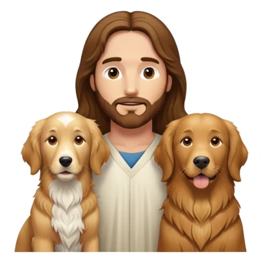 Can u make Jesus with 2 golden retrievers. One a brown and the other an all white golden retriever? sticker