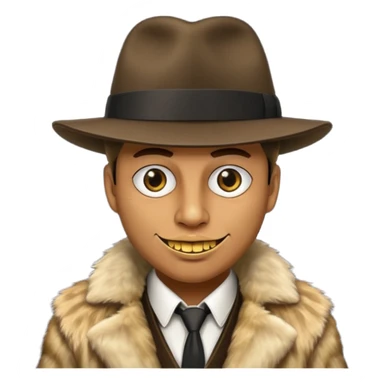 ganster with fur coat and gold teeth sticker