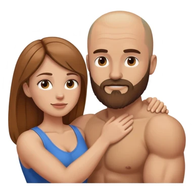 Beautiful light brown hair touching her muscular bald beard husband sticker