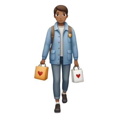 The image shows a person walking across a foggy bridge, a personal journey. The atmosphere is calm and introspective, with soft, emotional tones. In their hands, they carry symbolic tools labeled “Compassion” and “Forgiveness,” suggesting healing after emotional pain-- hearts sticker