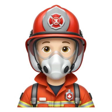 Firefighter with white respiratory protection sticker