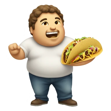 Fat man eating taco sticker