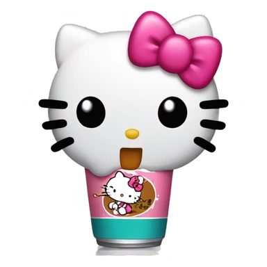hello kitty drinking soda sticker