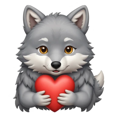 wolf hug heart sticker