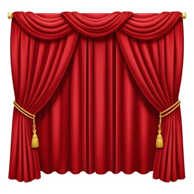 Simple, opened red curtains black background  sticker