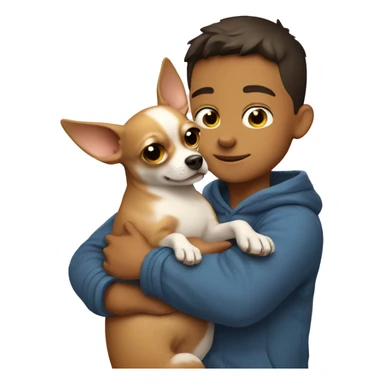 Boy hugging chihuahua sticker